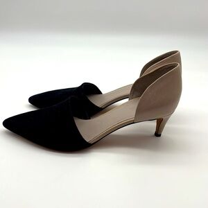 Vince Black and Tan color blocked Heels with Pointed Toe
